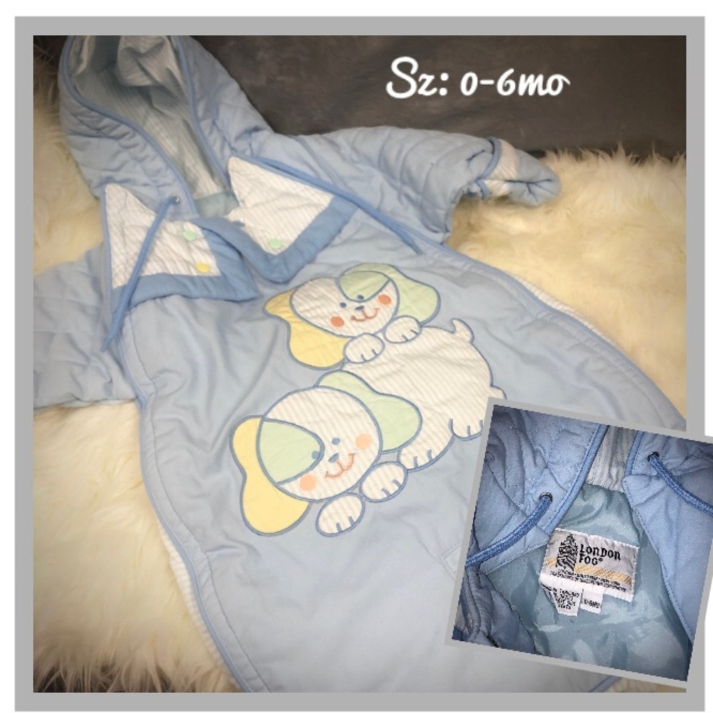 🍂 London Fog ~ 0 - 6mo Car-bag Pram Snowsuit Newborn Blue ~ Excellent!
